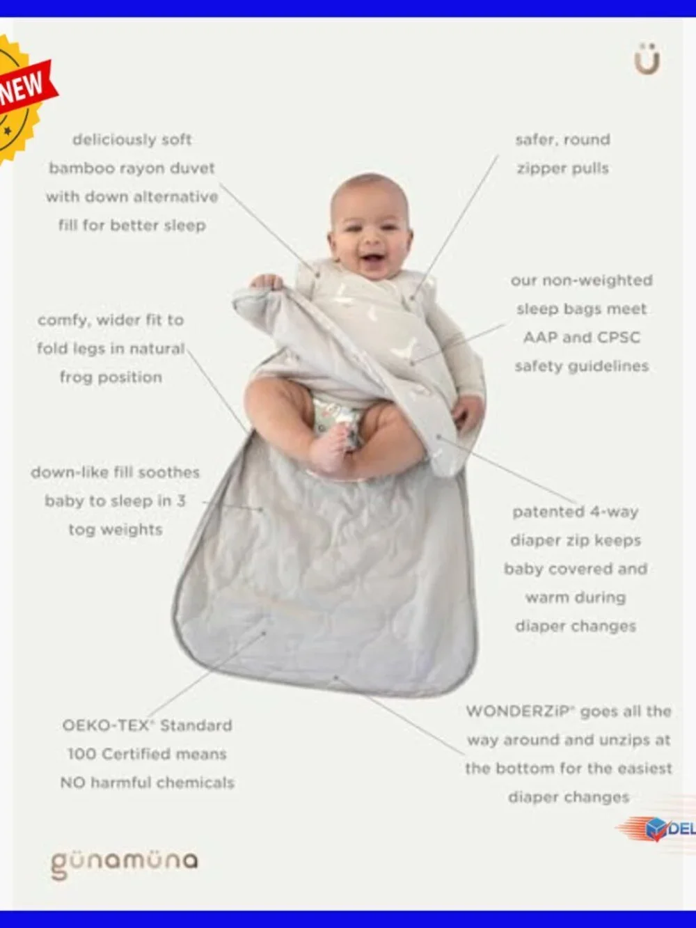 Unisex Baby Wearable Blanket Sleep Sack Bamboo Rayon 24-36 Months